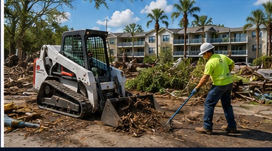 Exterior storm cleanup support for apartment property